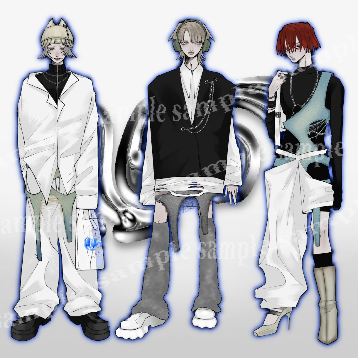 y2kなどお洒落なイラストお描きします お洋服やアクセサリー、メイクなどの描き込みが得意です。 イメージ3