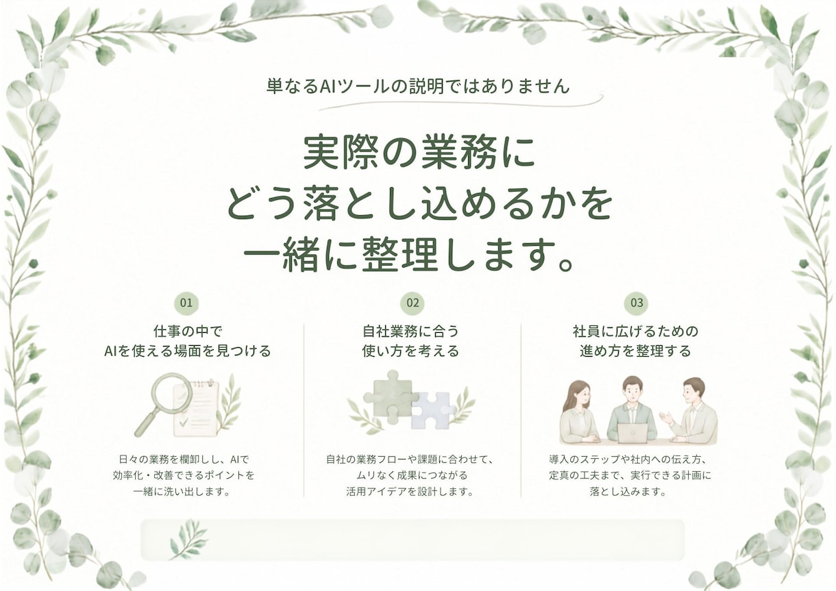中小企業向けAI実務研修を行います 30分で最新AIを仕事で使える形に落とし込みます イメージ3