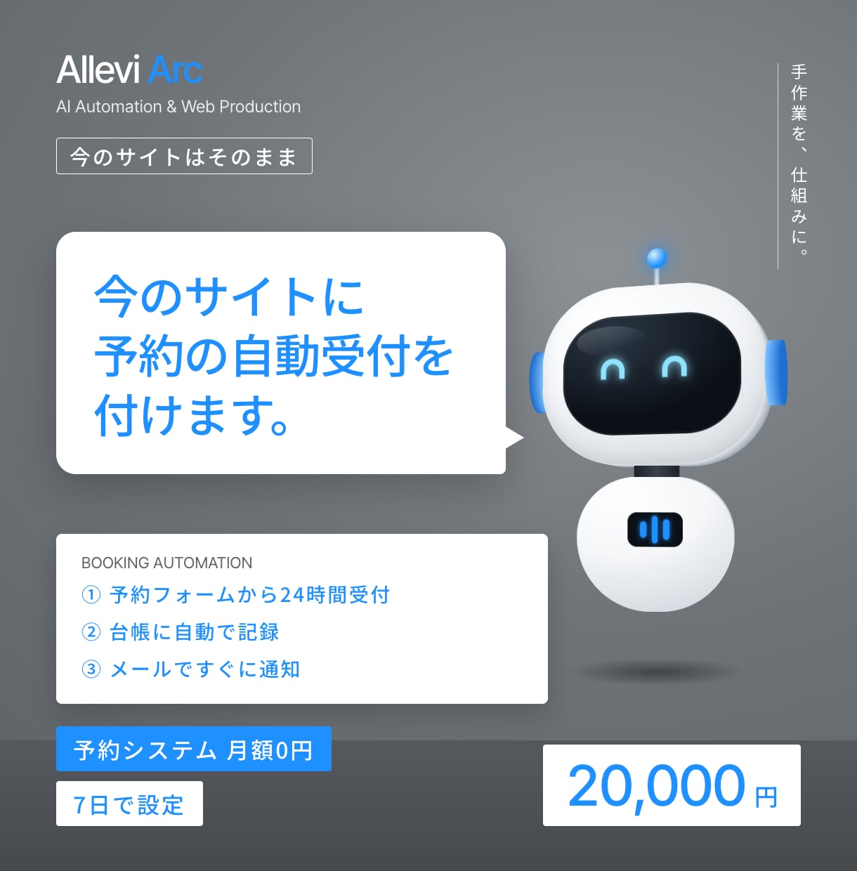 今のサイトに予約の自動受付を付けます 予約は台帳に自動で記録。サイトはそのままでOK イメージ1