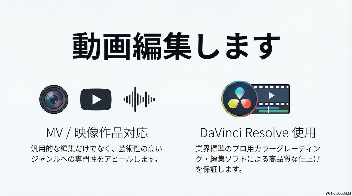 MV・映像作品の編集をします 【DaVinci Resolve】 イメージ1