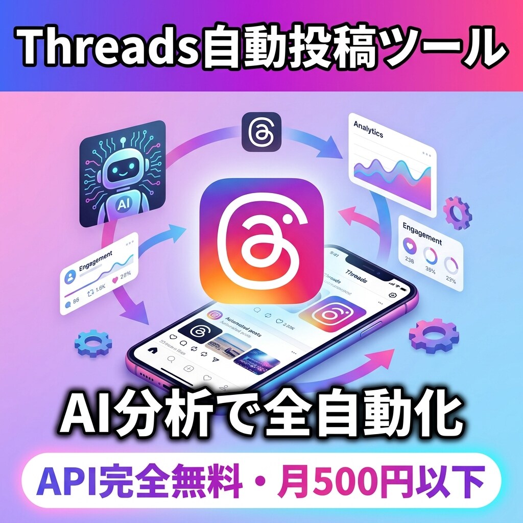 Threads自動投稿ツール。全行程を自動化します API完全無料！月500円以下で動くThreads専用ツール イメージ1