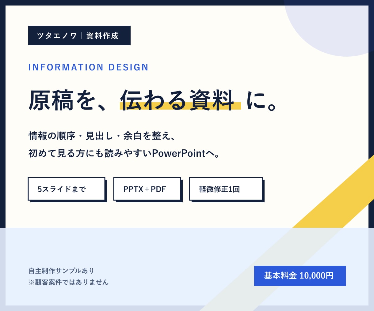 伝わるPowerPoint資料に整えます 原稿を読みやすい順序と見やすいデザインに整理します イメージ1