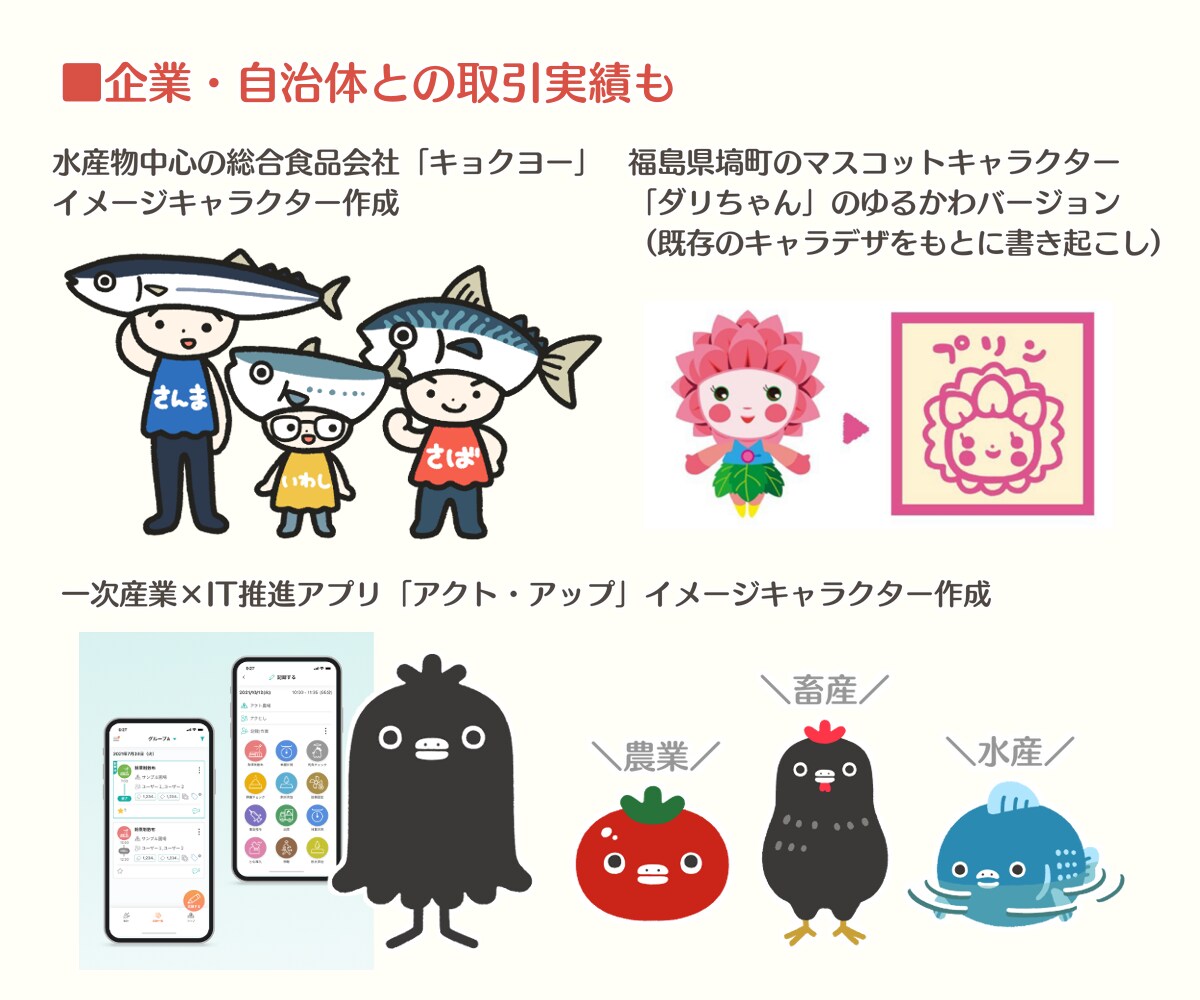 商用OK！全身かわいい手描きのゆるキャラ作ります 親しみやすい印象でPR☺︎複数の表情やAiデータ追加もOK！ イメージ3