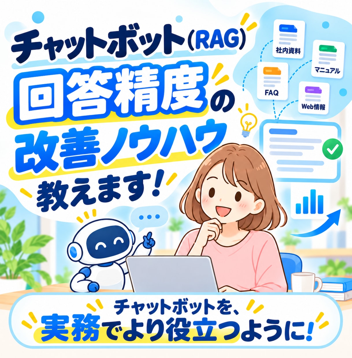 チャットボット回答精度の改善ノウハウ、お伝えします ／チャットボットを、実務でより役立つように！ イメージ1