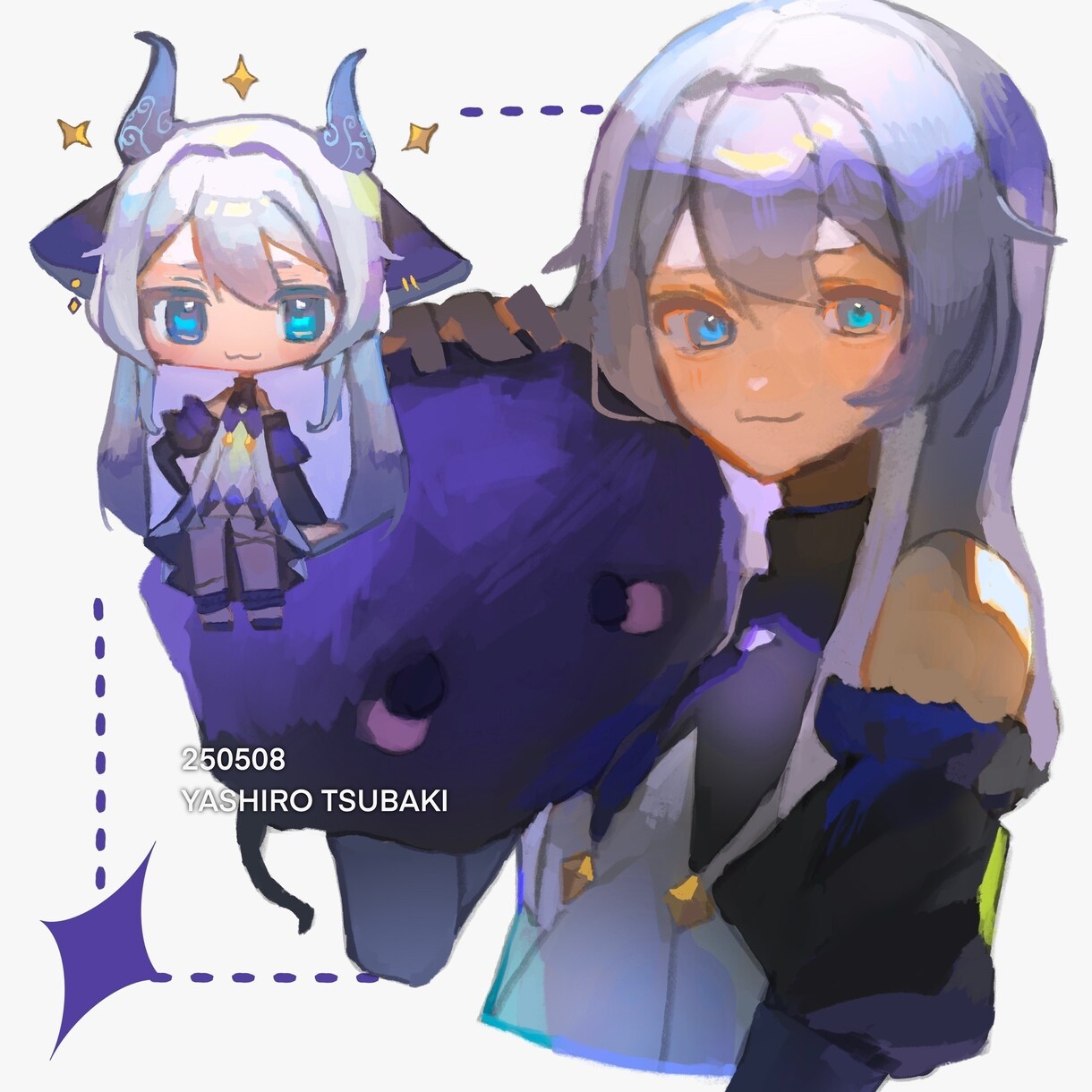 バストアップ1体+ミニキャラ1体を描きます 鮮やかな色調の厚塗りイラストを制作します イメージ3