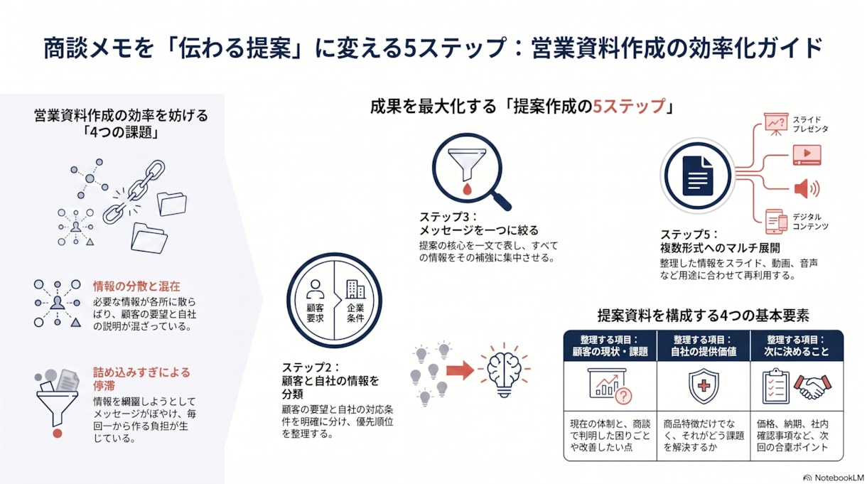 元資料から営業資料と図解を作成します 営業経験×AIで、伝わる資料へ整えます イメージ5