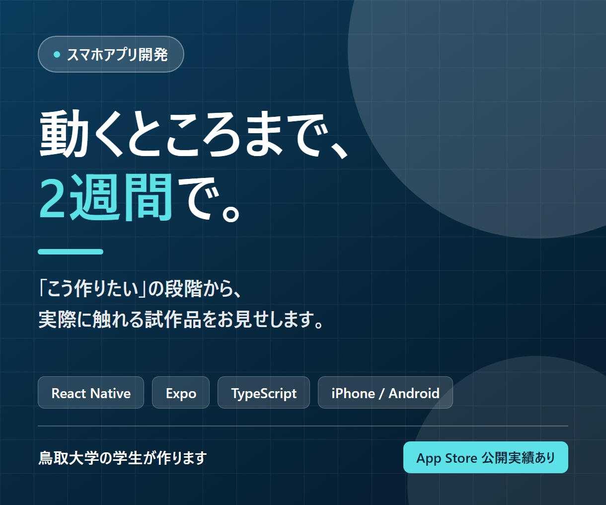 スマホアプリの試作品を2週間で作ります 2週間で、実際に動く形にしてお見せします イメージ1