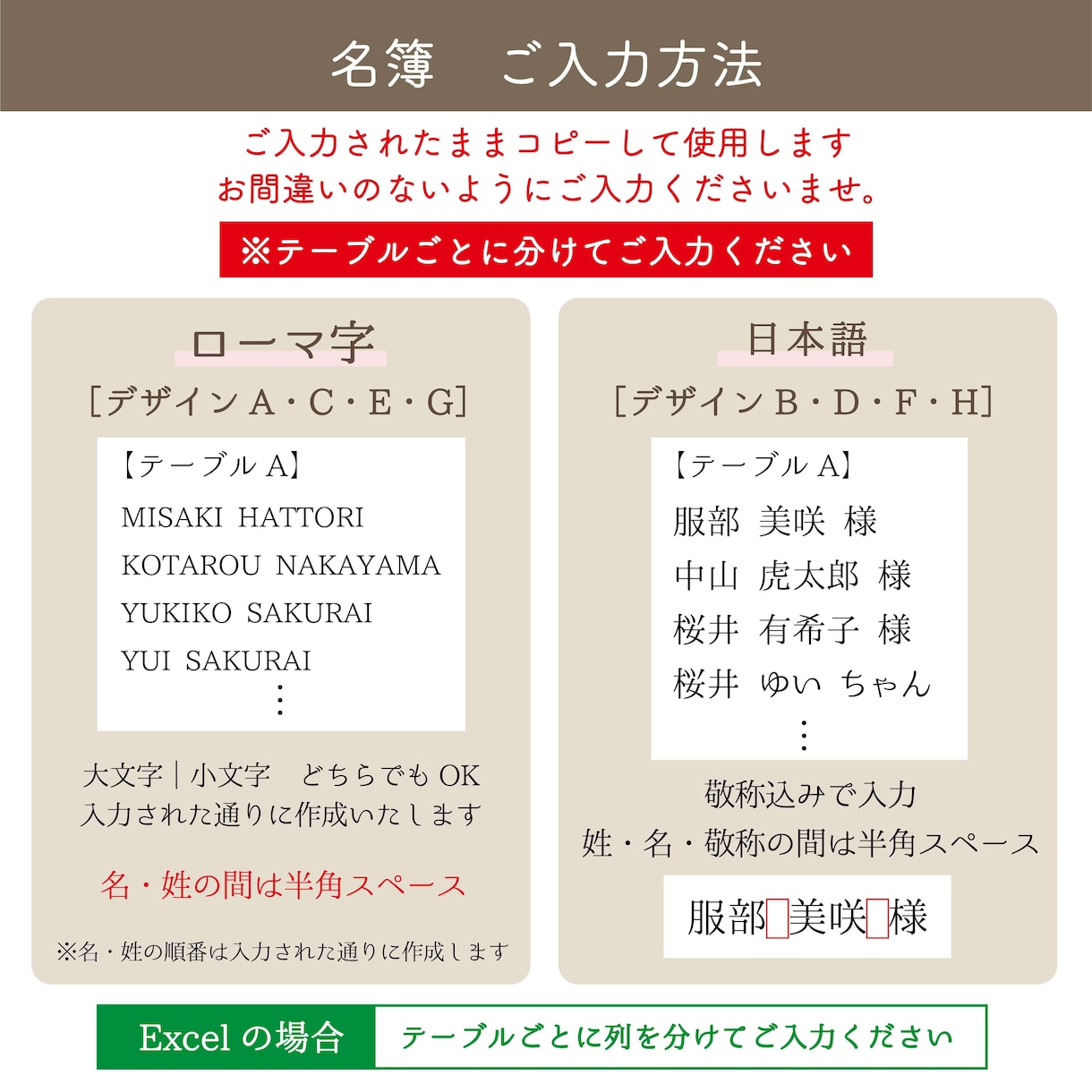 結婚式　小さめのエスコートカードを作成いたします シンプルで使いやすい♪　お急ぎの場合も一度ご相談下さい！ イメージ4