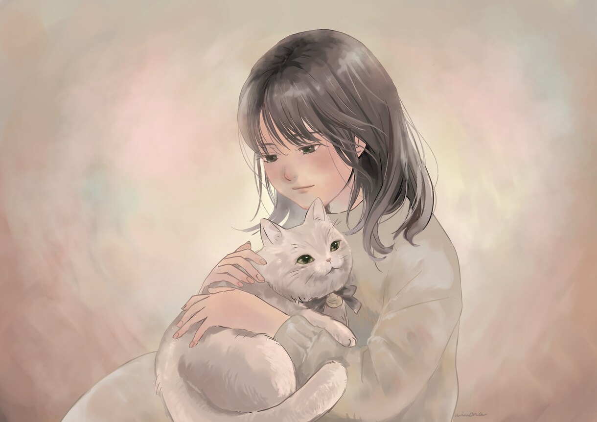 飼い主様とペットのイラストを制作します 飼い主様とペットのほんわかアートとメッセージ イメージ2