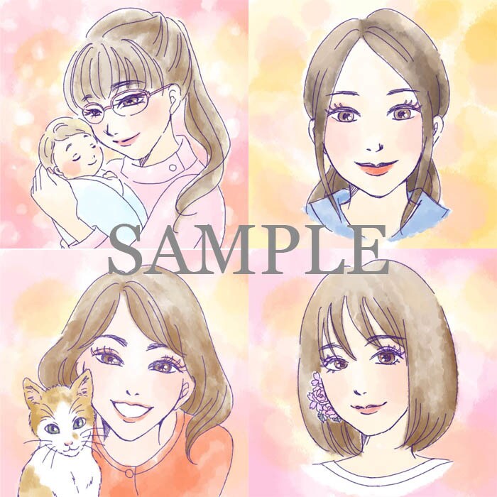 水彩風の優しい雰囲気のSNS用アイコン作成します あなたの似顔絵をキャラクターデザイナーが描きます イメージ9