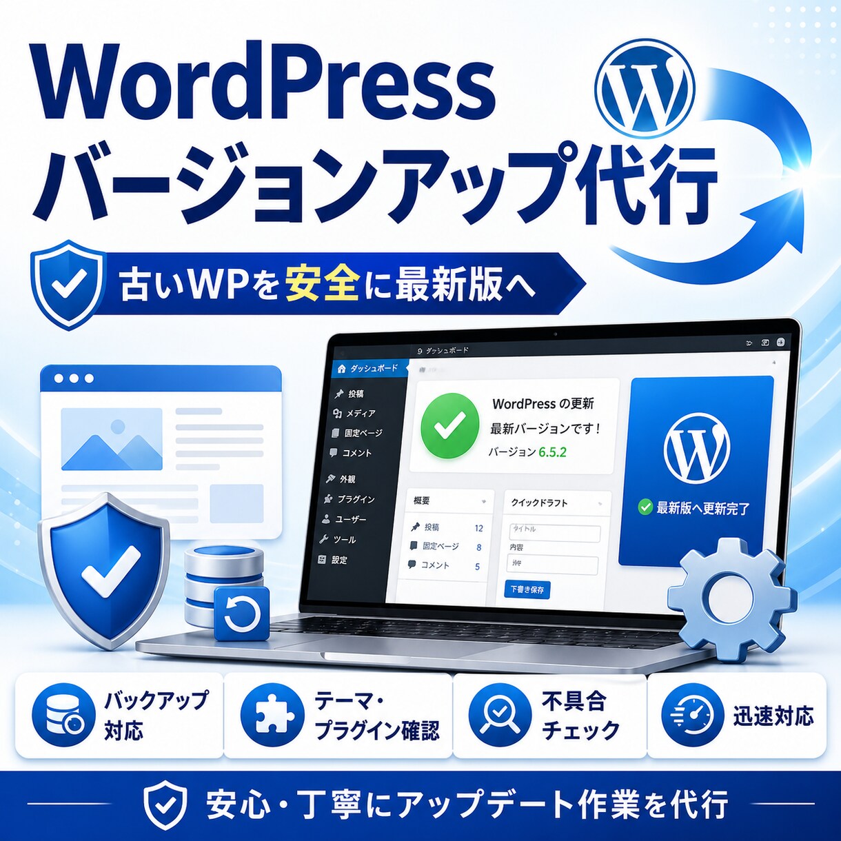 WordPressのバージョン更新を代行いたします 最新のWordPressで最善のセキュリティを イメージ1