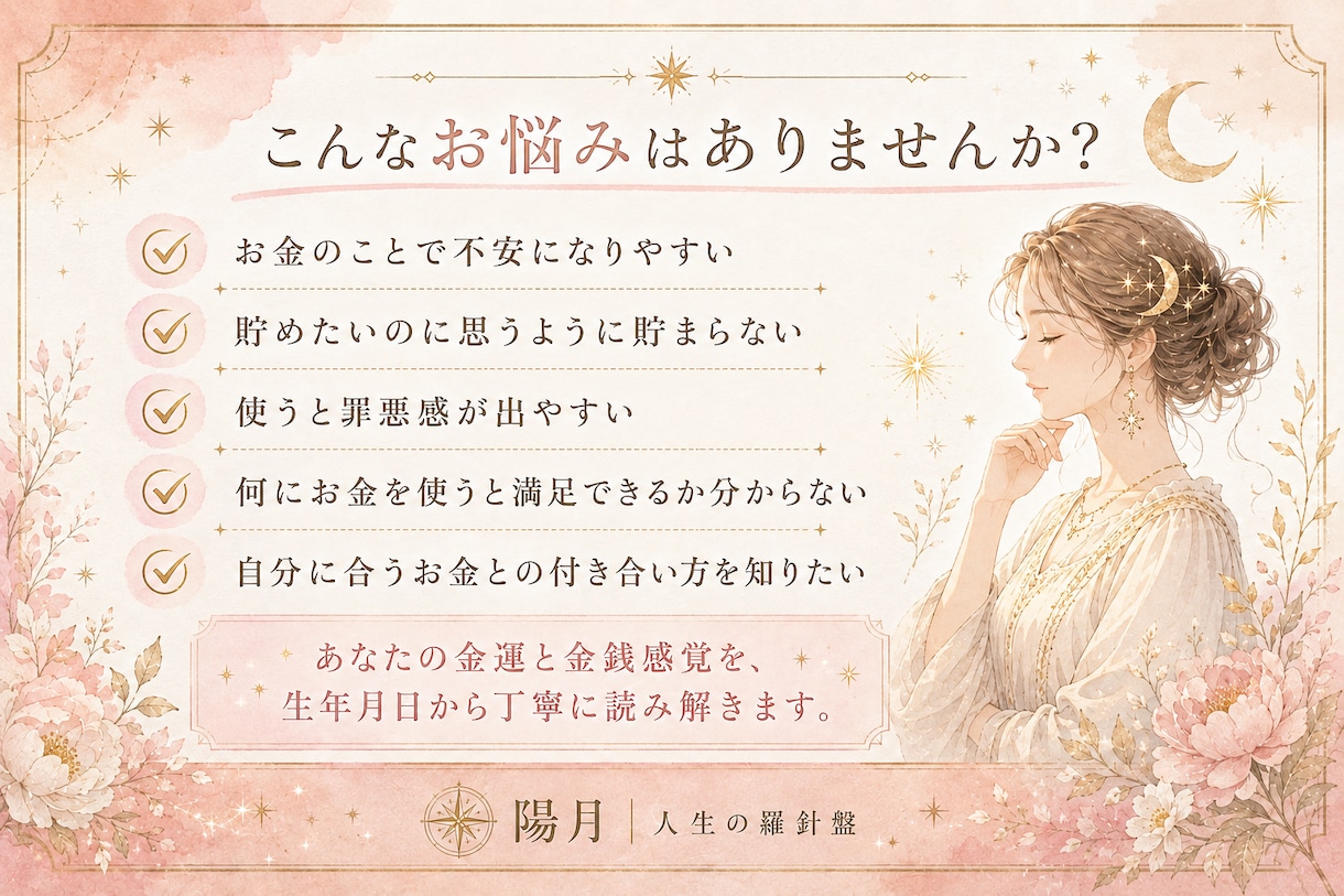 あなたの金運とお金との付き合い方を占います お金の価値観・使い方・貯め方・活かし方を丁寧に鑑定 イメージ2