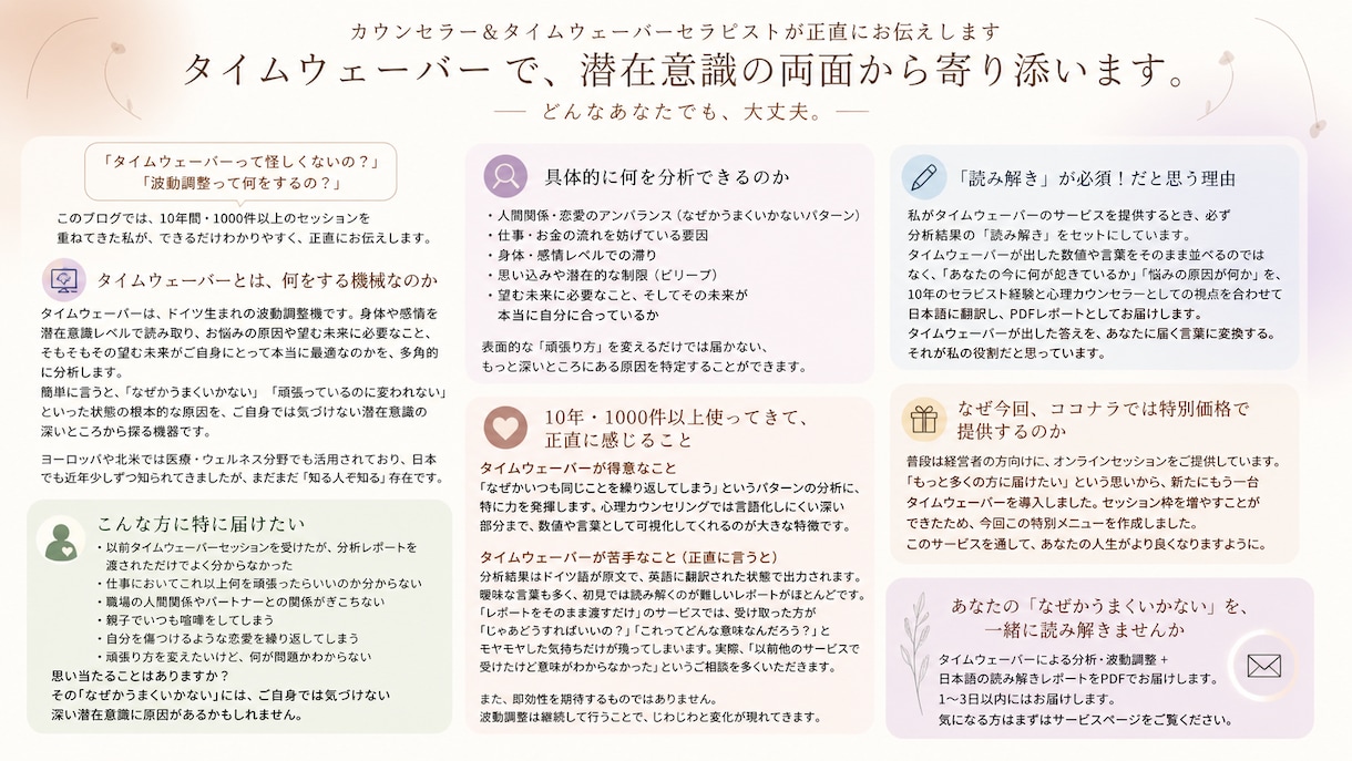 タイムウェーバーで分析＆今できることを整理します 原因を言語化し、次の一歩へ。読み解きPDF＆１ヶ月の波動調整 イメージ13