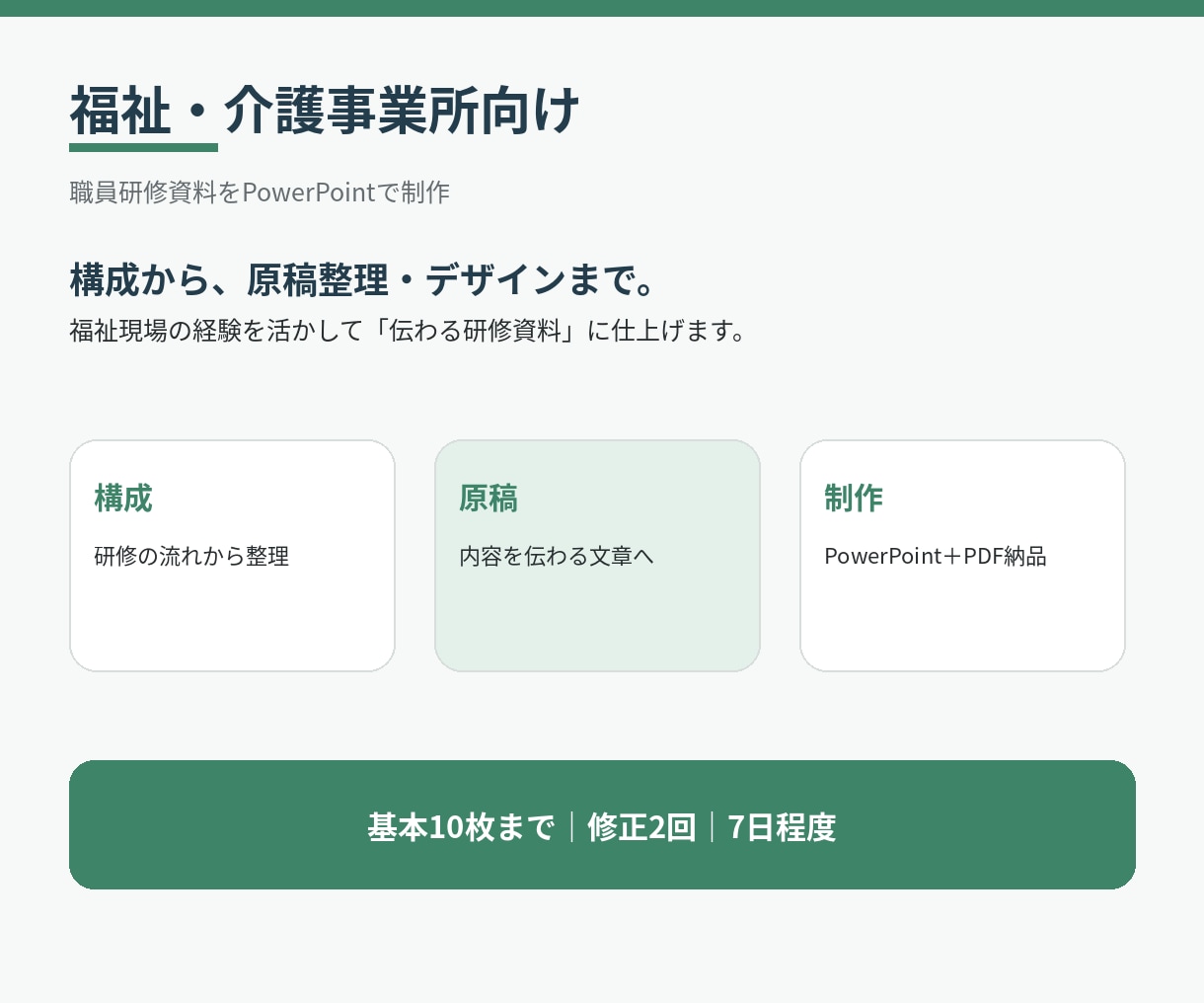 福祉・介護の職員研修資料を制作します 福祉現場経験者が構成からスライド制作まで対応 イメージ1