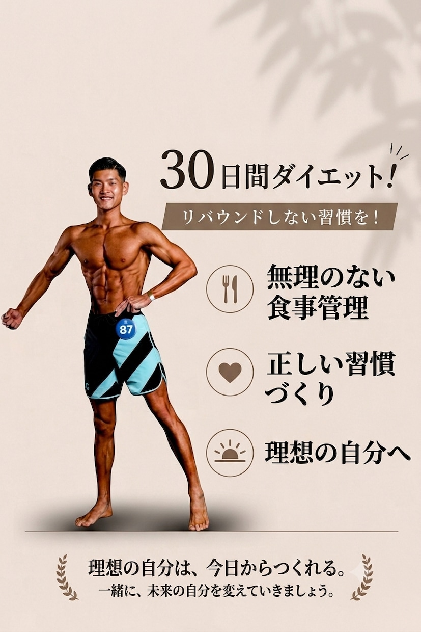 1ヶ月間、食事管理・ダイエットを毎日サポートします 現役パーソナルトレーナーがリバウンドしない食事指導を提供！ イメージ1