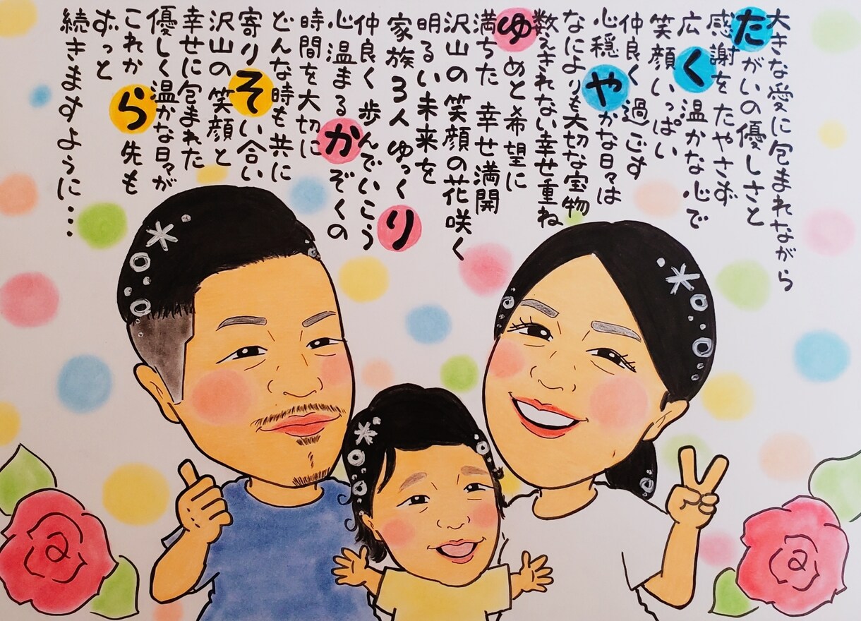 世界にひとつの可愛い似顔絵お名前詩を作成致します 各種プレゼントやご自宅用に…♡沢山の方に喜ばれております♪ イメージ2