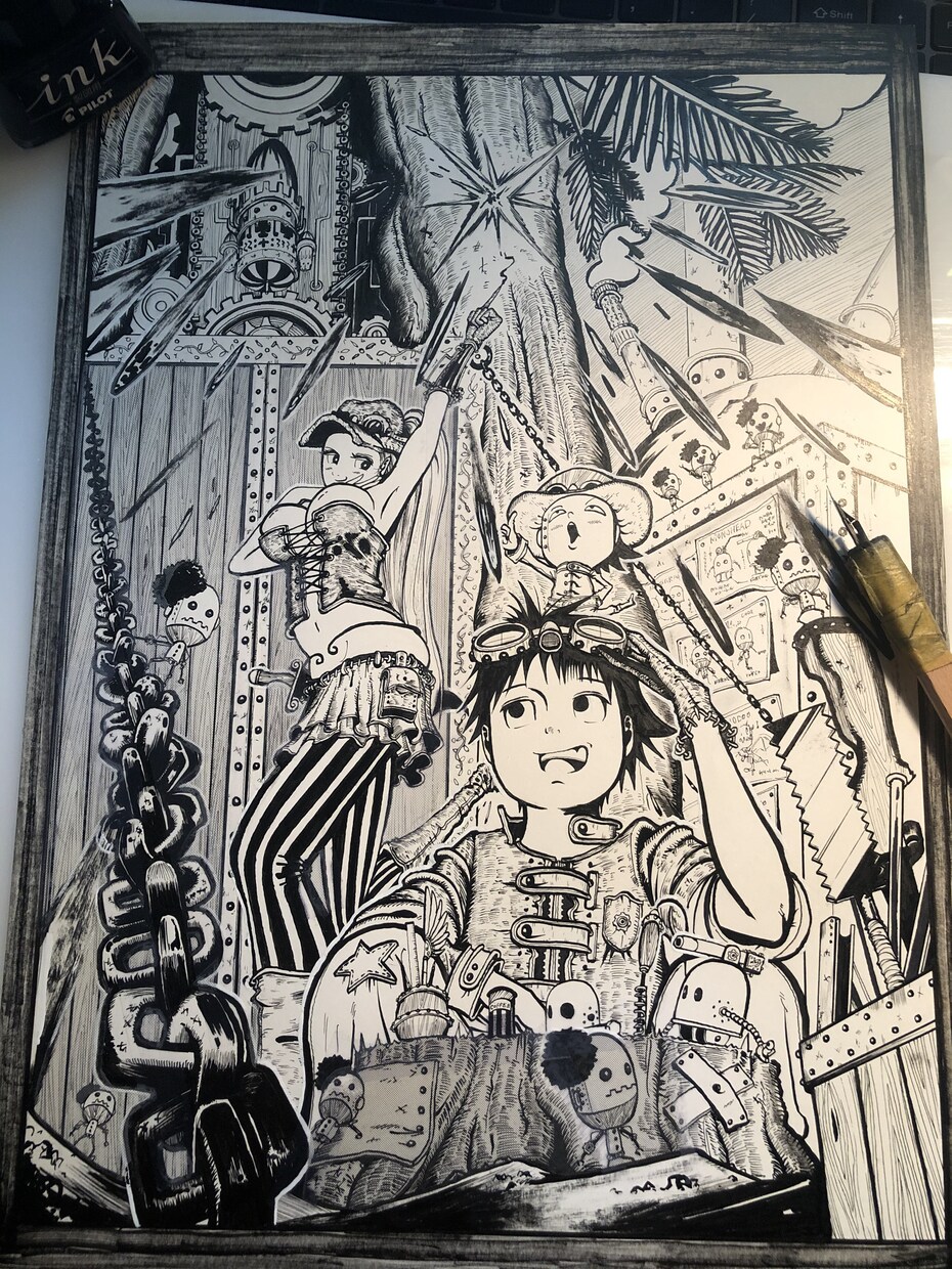 モノトーン✖フルカラー オリジナルイラスト承ります 唯一無二の生原稿にして納品します！データ化も承ります！ イメージ4