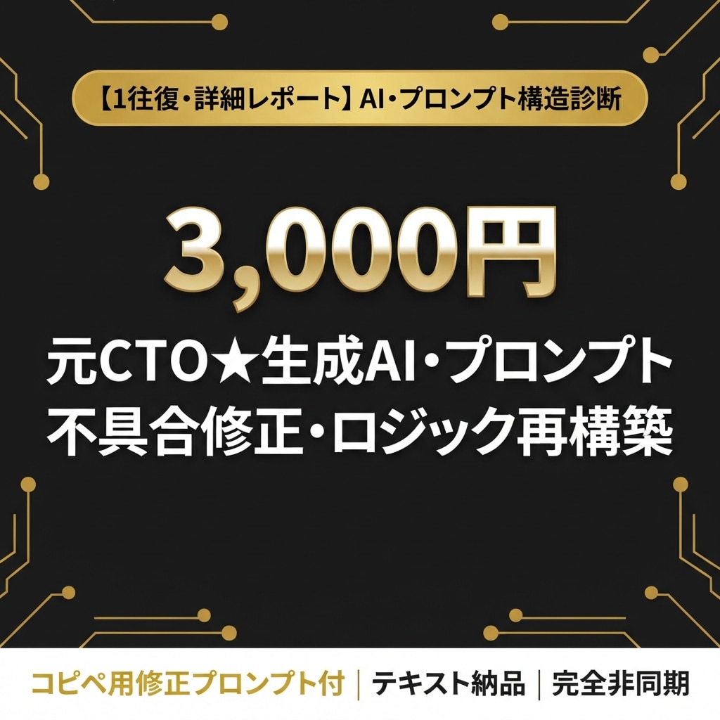 元ＣＴＯ★生成ＡＩ・プロンプト診断します ChatGPTプロンプトの不具合や精度低下を元CTOが修正 イメージ1