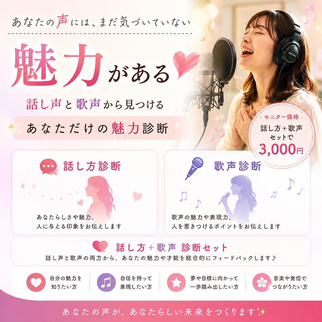 話し方＆歌声の魅力や個性を診断します まだ気づいていない声の魅力を発見しませんか？ イメージ1