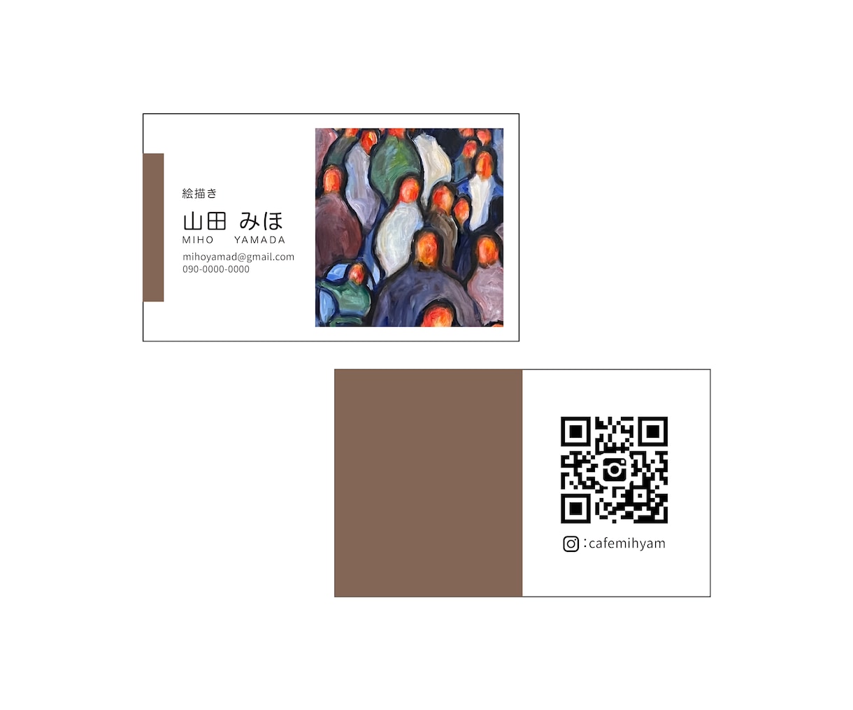 両面作成｜貴方の作品入りオリジナル名刺を作成します 【画家・作家・絵描きさん向け】印刷までフルサポートします イメージ3