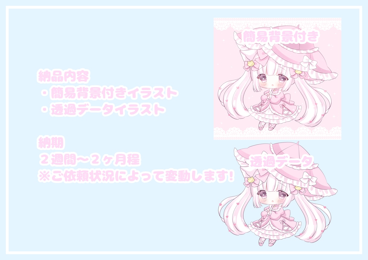 ロリータデフォルメ量産イラストを描きます 普段使い、グッズ制作にも使えるかわいいデフォルメイラスト イメージ4