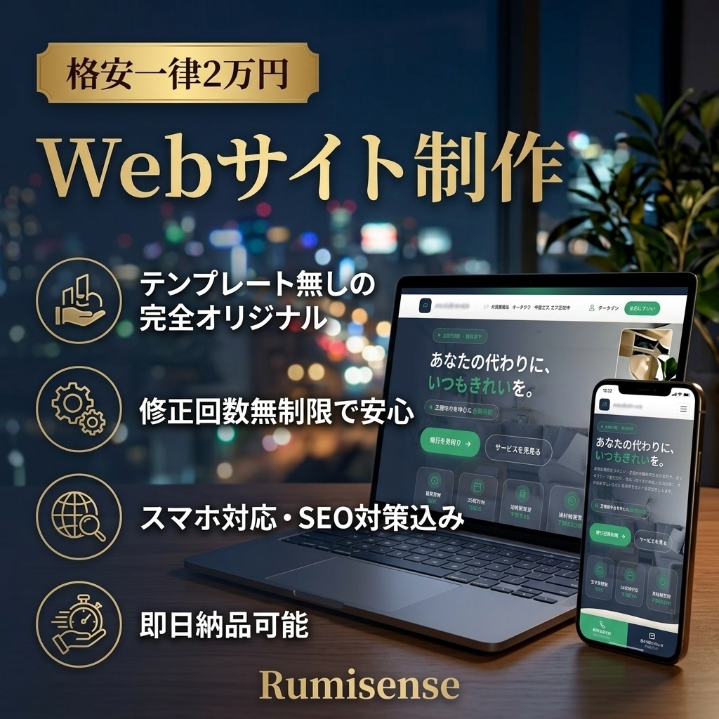 一律2万円でテンプレート無しのHPを作ります 「テンプレート一切不使用、貴社だけのオリジナルデザイン」 イメージ1
