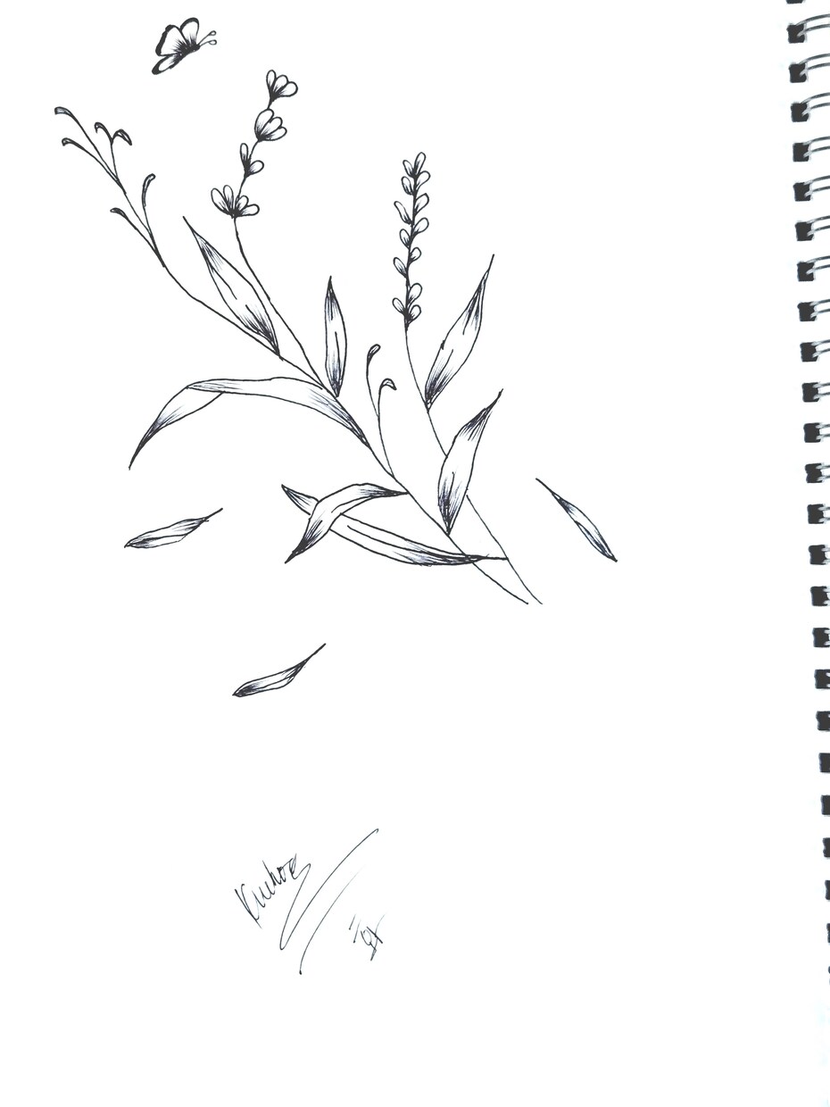 繊細な植物・ボタニカルのタトゥーデザイン画描きます 独学ならではの温かみのある植物線画。タトゥーやアイコンに イメージ2