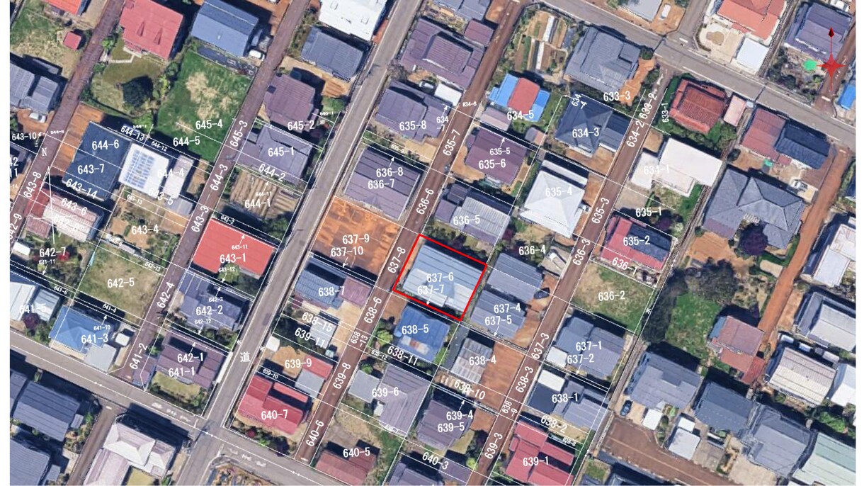 公図を航空写真に落とし込みます 【目安1日納品】検討提案用に土地の位置・範囲を可視化します。 イメージ1