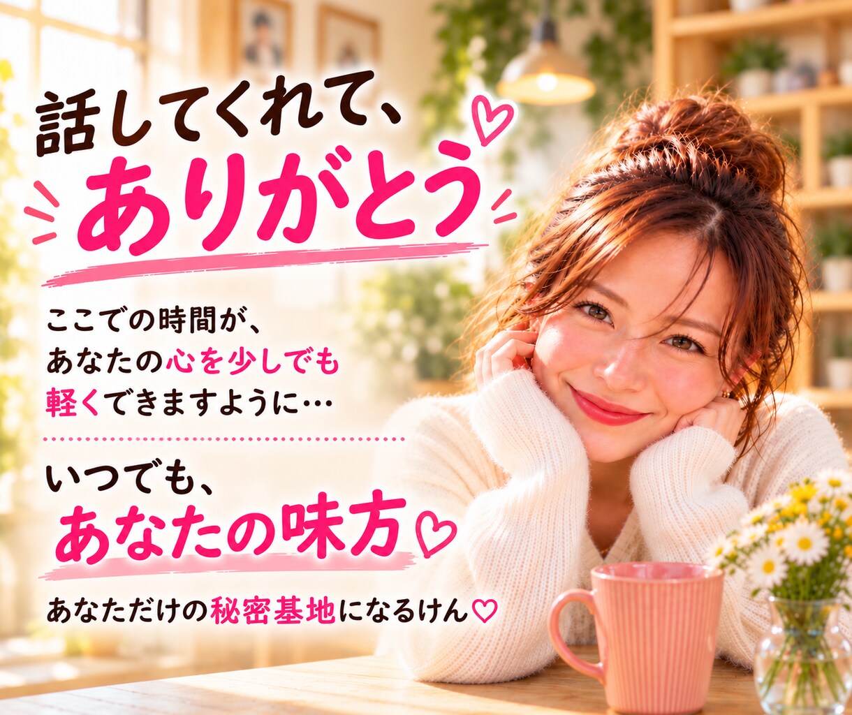 本音で話せるあなただけの女友達【心の友】になります あれ、地元の友達だっけ？「ちょっと聞いて～」が言いやすい場所 イメージ7
