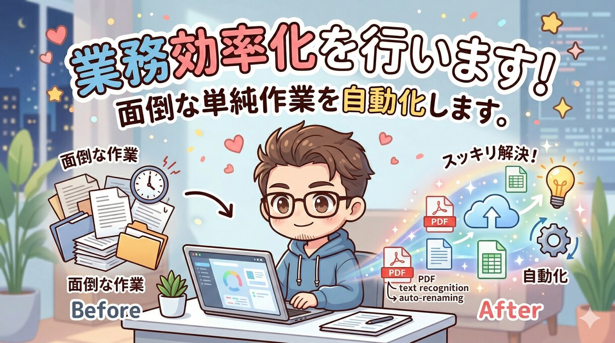面倒を自動化！専用の効率化ツールを作成します PDFリネームからデータ整理まで、単純作業を1クリックに！ イメージ1
