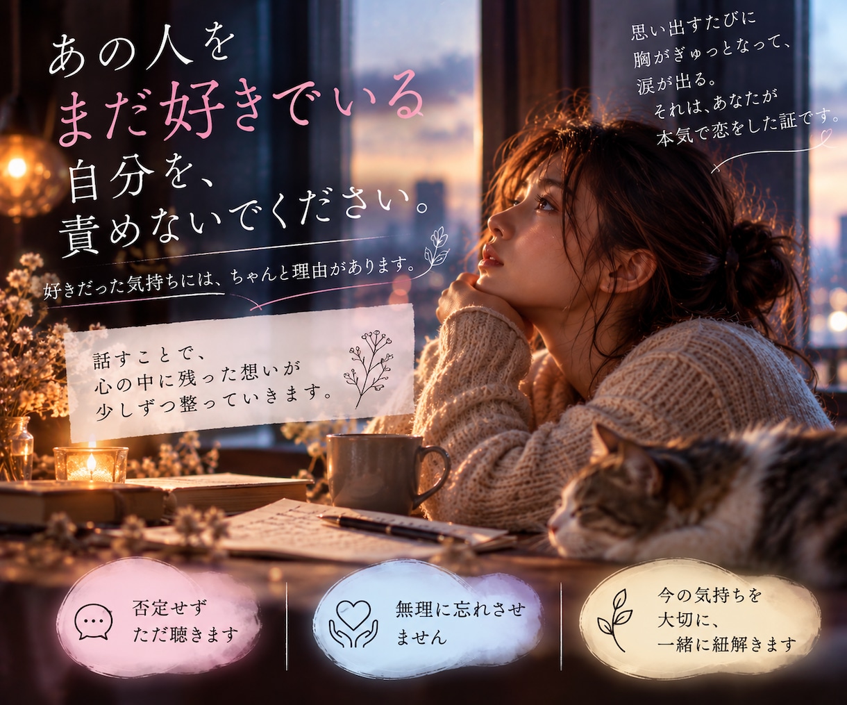 泣けるほど好きだったあなたの想いを一緒に整えます 無理に忘れなくていい｜今の気持ちに寄り添います イメージ4