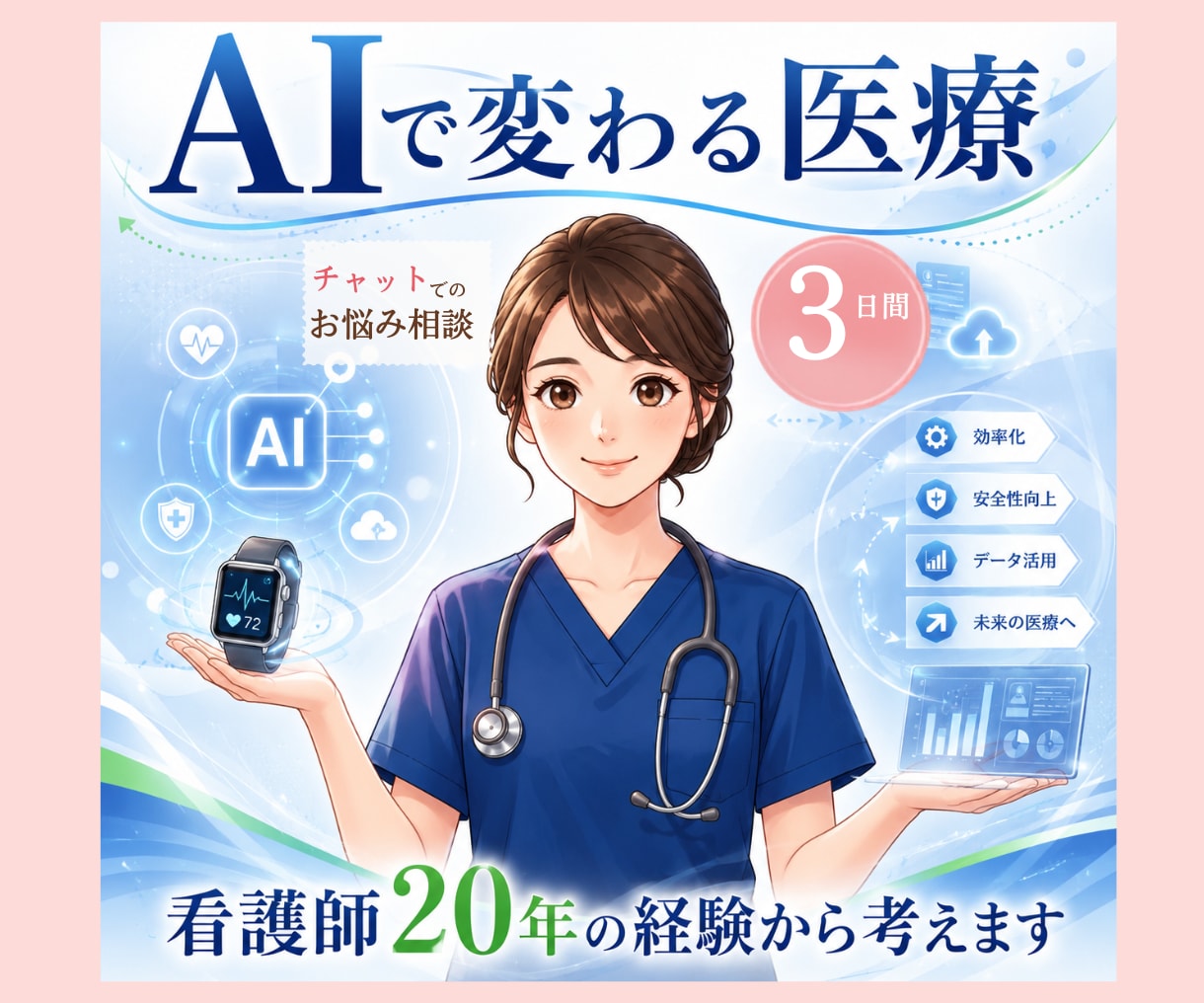 AIで変わる医療、看護師20年の経験から考えます あなたの病院の状況に応じ医療変化への準備をチャット相談します イメージ1