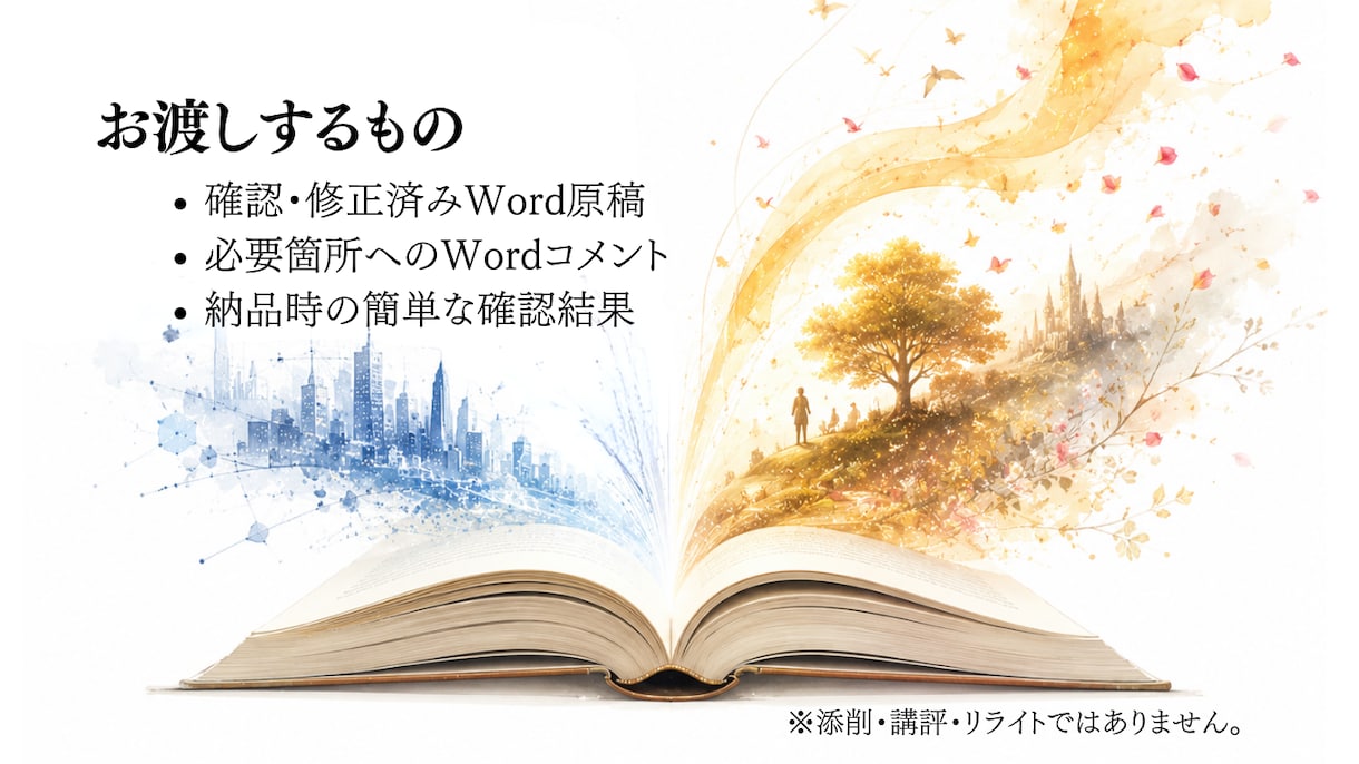 小説・文章の公開前品質チェックをします 書き終えた文章に、公開前の最終チェック。 イメージ3
