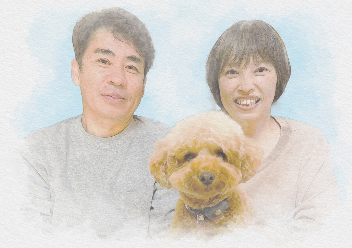 ふんわりとした雰囲気の水彩風でペットの絵を描きます 【キャンバス納品可能】写真をもとにペットの絵を描きます イメージ4