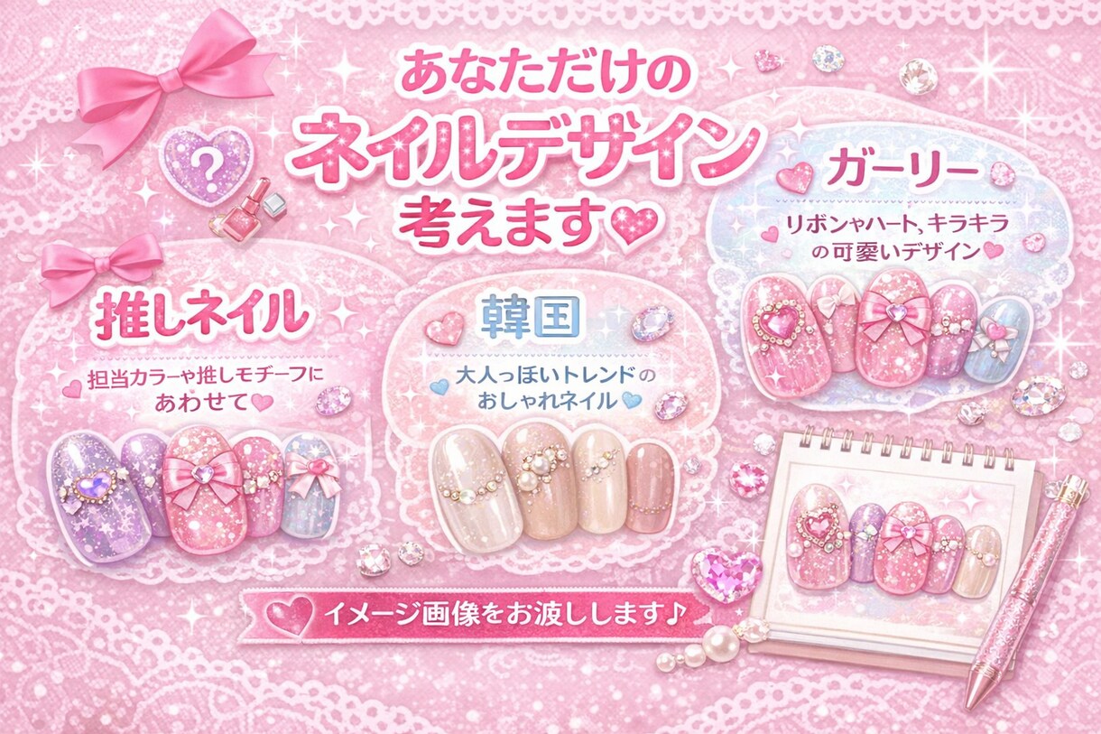 推しネイル︎〜オフィスネイルまでデザイン作ります 迷わない♡画像付きでそのまま使える！ イメージ1