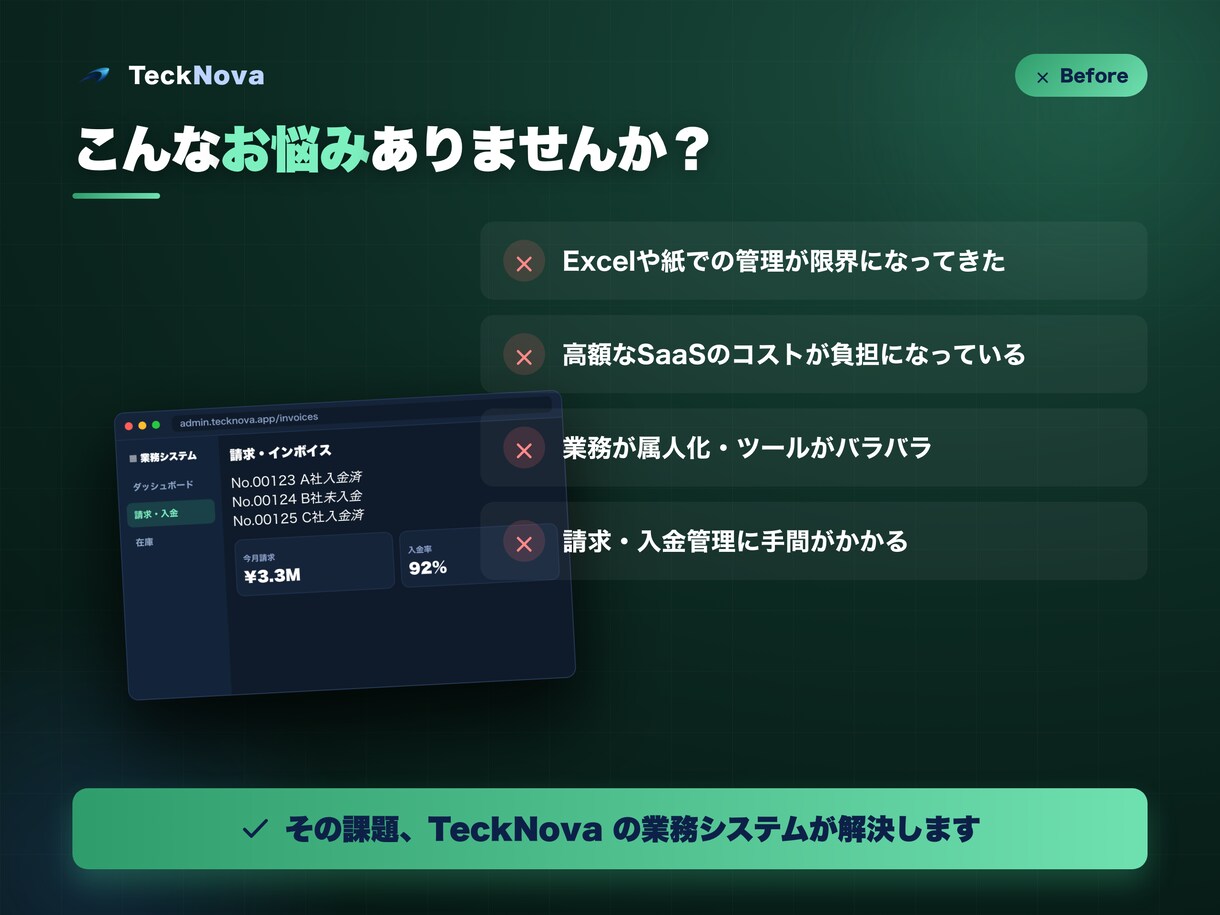 法人向け業務Webシステムを開発します 請求・在庫・勤怠・社内ツール／運用保守まで一括対応 イメージ3