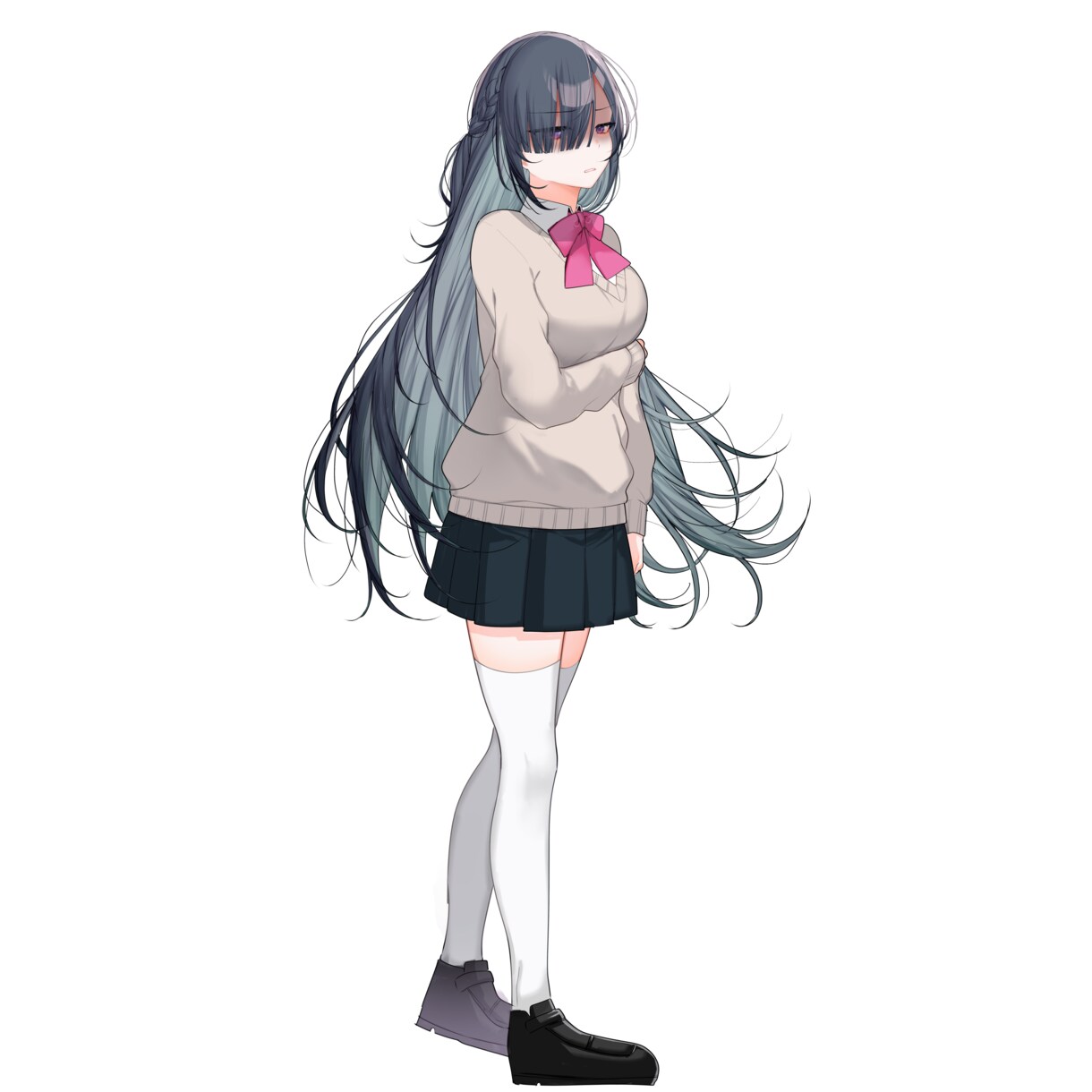 差分８種◆立ち絵販売します 物静かなメカクレの女の子です！ イメージ3