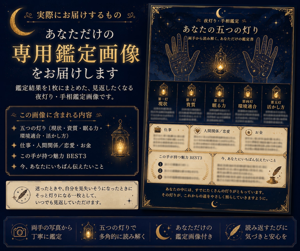 両手の手相からあなたの資質・強みを読み解きます あなたの中にある力を、五つの灯りで照らします イメージ2