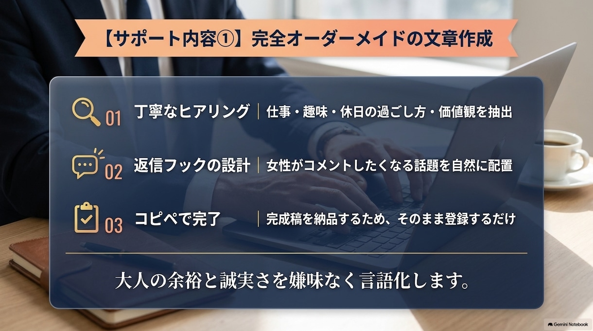 マッチ数を増やすプロフ作成代行します マッチ数を増やすプロフ作成代行 イメージ4