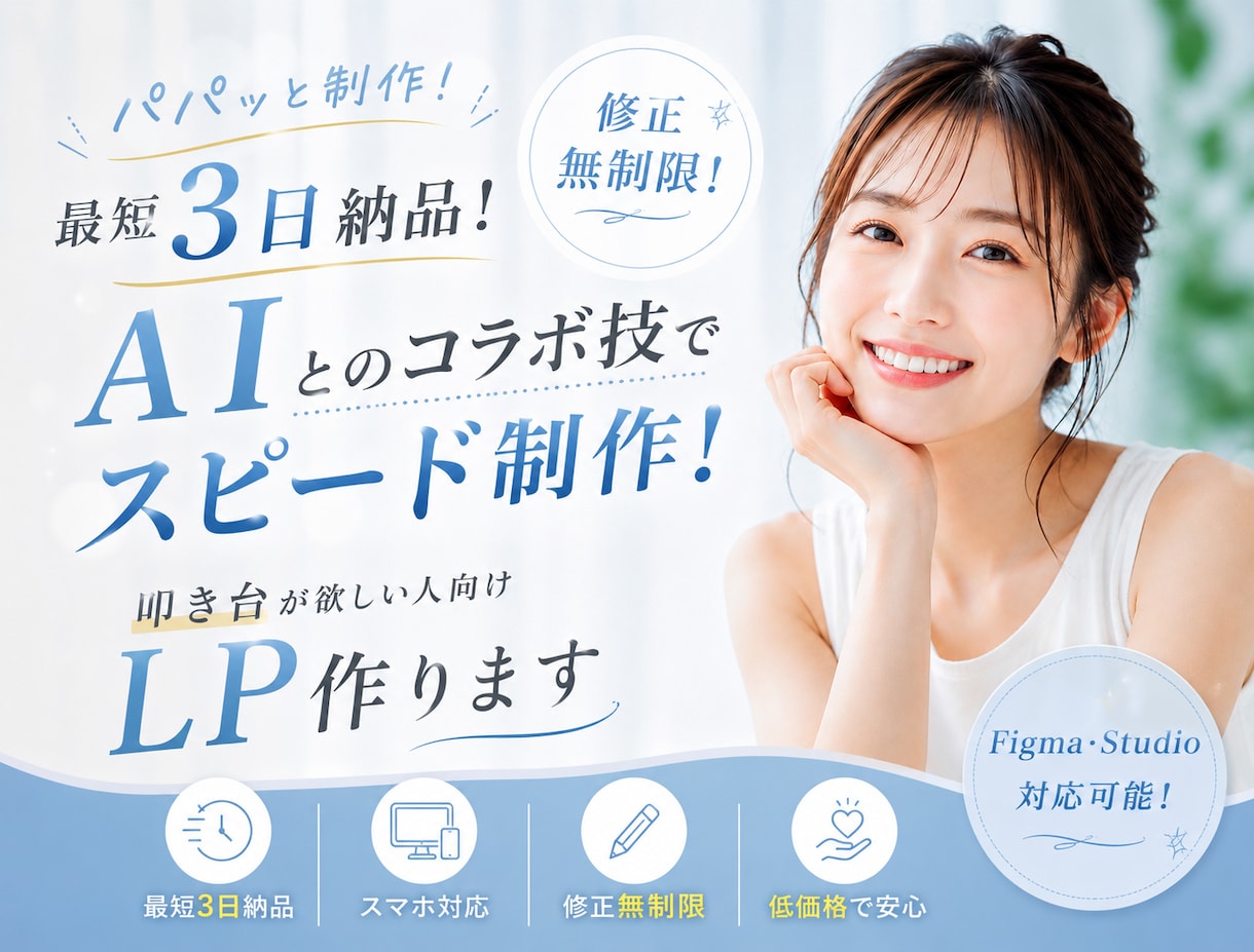 パパッと制作！最短3日！AI活用でLP制作します まずは作る。そこから育てる。そんなLP制作です。 イメージ1