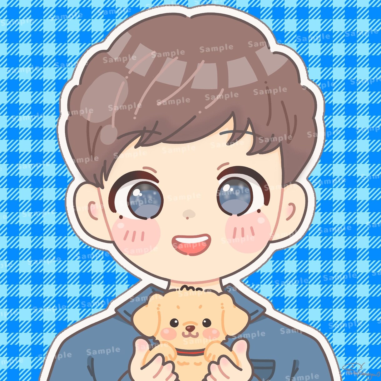 ほんわかポップな似顔絵アイコンお描きします ちょこんと手のり動物と一緒の、ちょっと特別な1枚をお届け＊ イメージ4