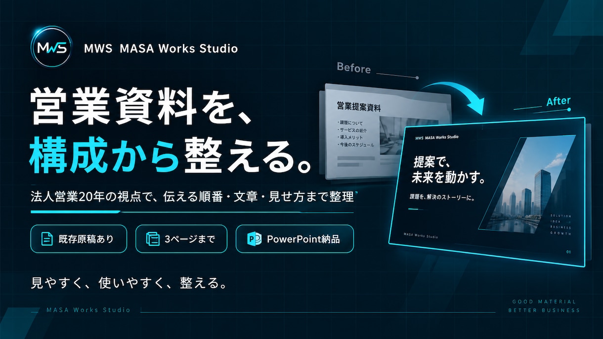 法人営業20年視点営業・提案資料構成から整えます 構成・文章・見せ方まで、営業現場の目線で整えます イメージ1