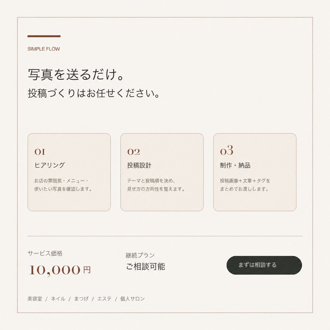 美容サロンのInstagram投稿を作成します 現役エステティシャンが画像・文章・タグを12投稿制作 イメージ3