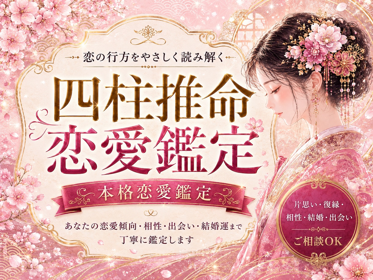 四柱推命で恋愛相性を鑑定します 2人の命式からご縁と未来を丁寧に読み解く イメージ1