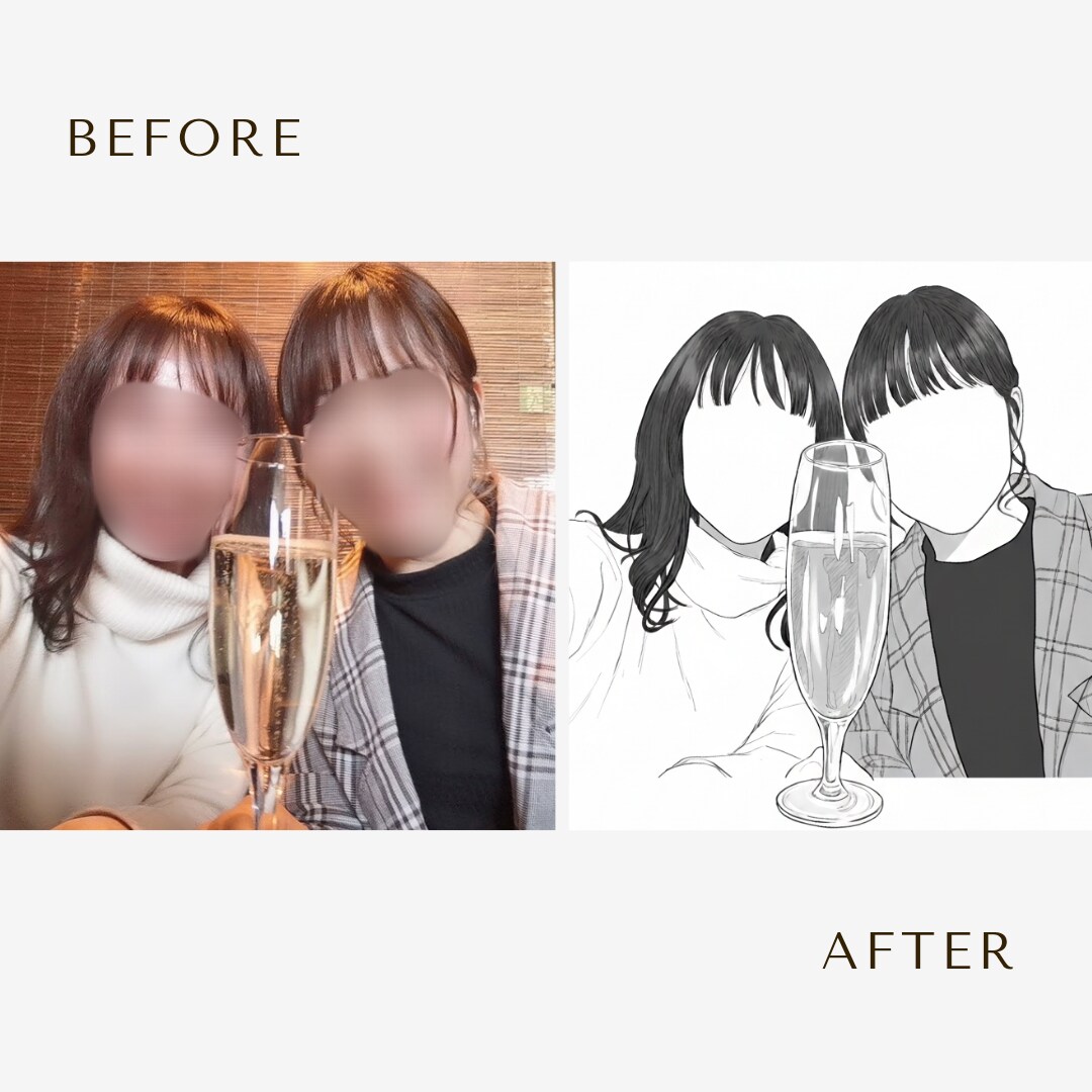 お写真からオシャレなニュアンス線画アイコン描きます 〜お顔出しNGの方に◎シンプルで大人可愛い手描き風アイコン〜 イメージ4