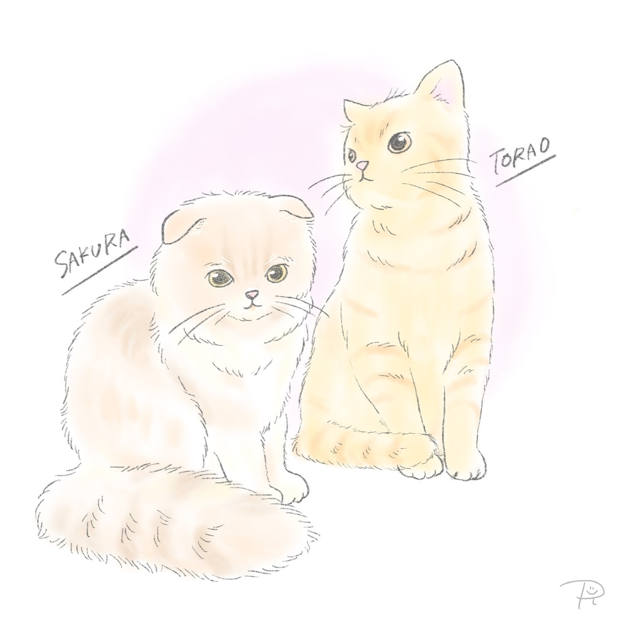 柔らかいテイストのペットイラストをお描きします ふんわり優しいタッチで可愛いイラストに仕上げます イメージ1