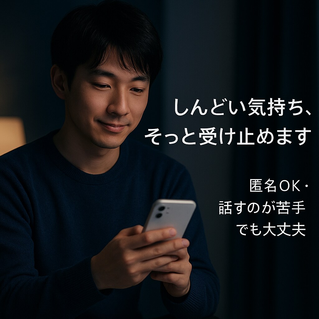 打ち明けにくい悩み、恋の悩み何でも乗ります なんとなくしんどい…そのまま話してOK イメージ1
