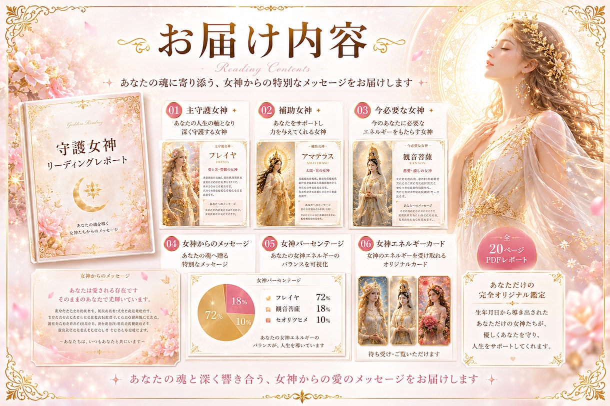 あなたを守る女神と人生の使命を読み解きます あなただけの人生、恋愛、金運の女神PDF鑑定をお届けします イメージ3
