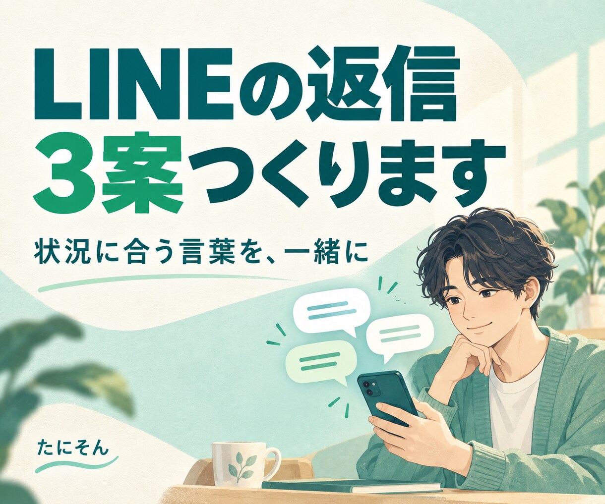 LINEの返信、3つの案を一緒に考えます 気になる人へのLINE返信、一緒に考えます イメージ1