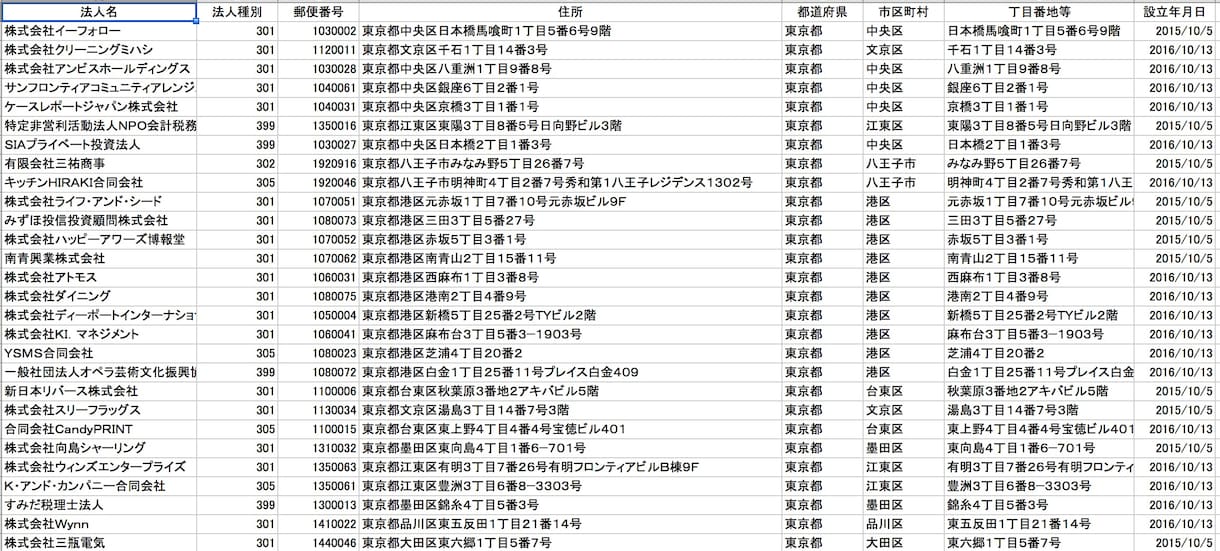 【即日納品可】DM送付に使える！新規設立法人リスト作成します！ イメージ2